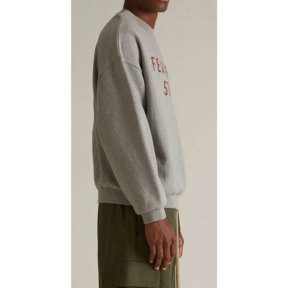 Essentials Fear of God State Sweatshirt Fleece Crew Neck Heather Oatmeal Medium - Picture 3 of 16